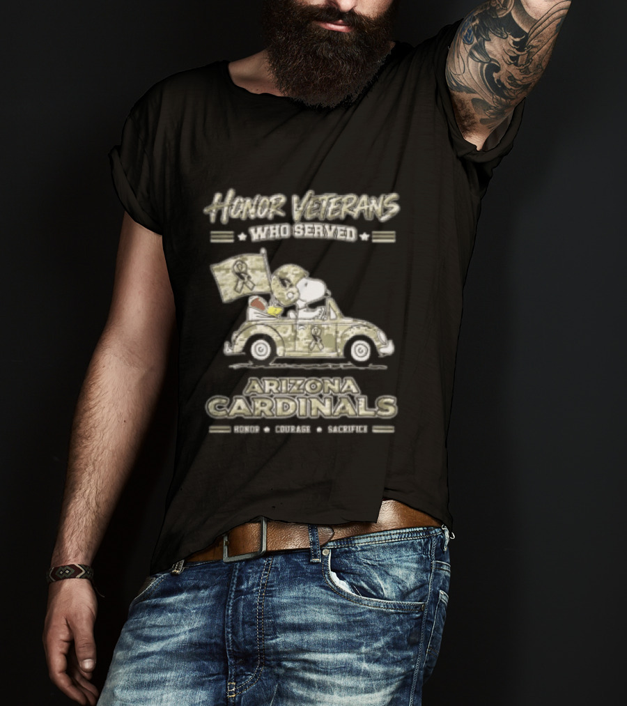 Honor Veterans Who Served Arizona Cardinals Snoopy Car Flag Salute Troops T-Shirt