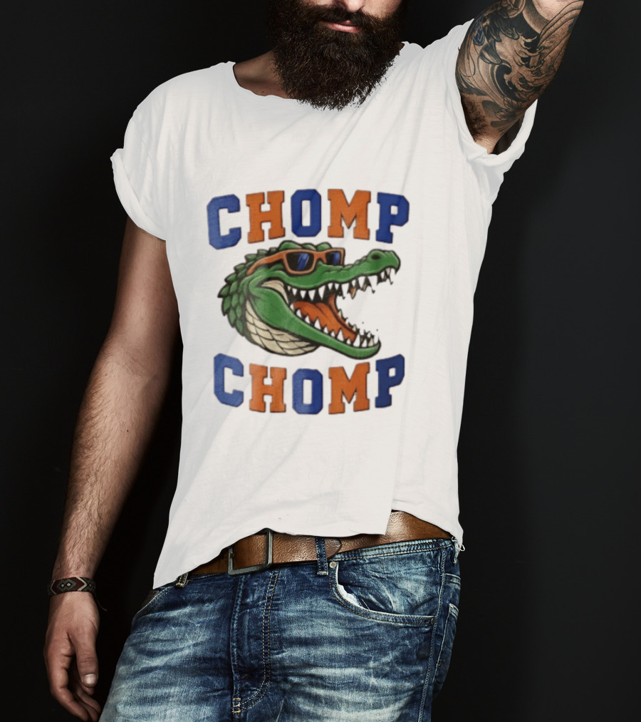 Florida Gators Chomp Chomp Alligator Wearing Sunglasses Cartoon T-Shirt