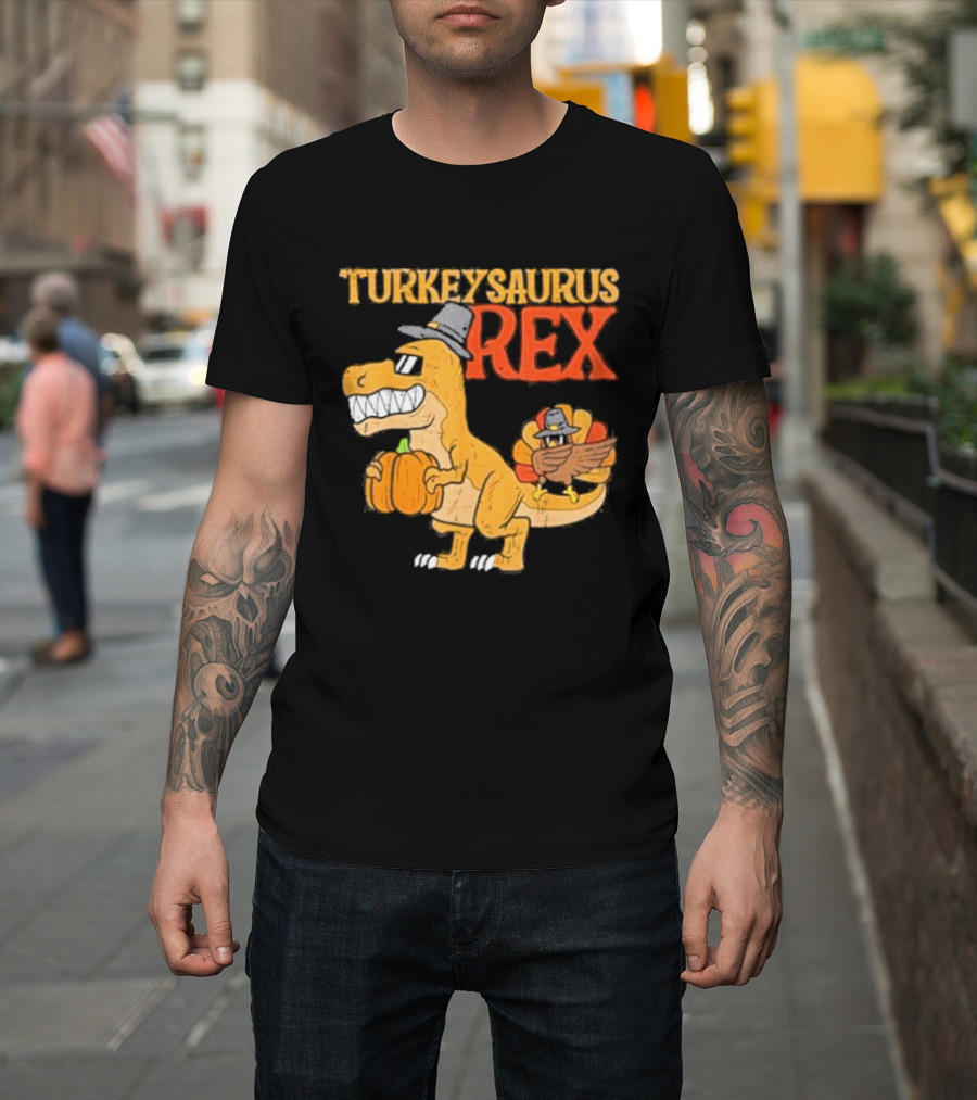 Turkeysaurus Rex Toddler Boys Thanksgiving Dab Turkey Dino 2024 T-Shirt