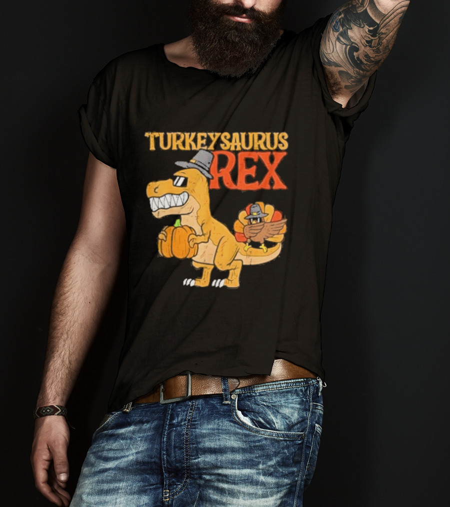 Turkeysaurus Rex Toddler Boys Thanksgiving Dab Turkey Dino 2024 T-Shirt