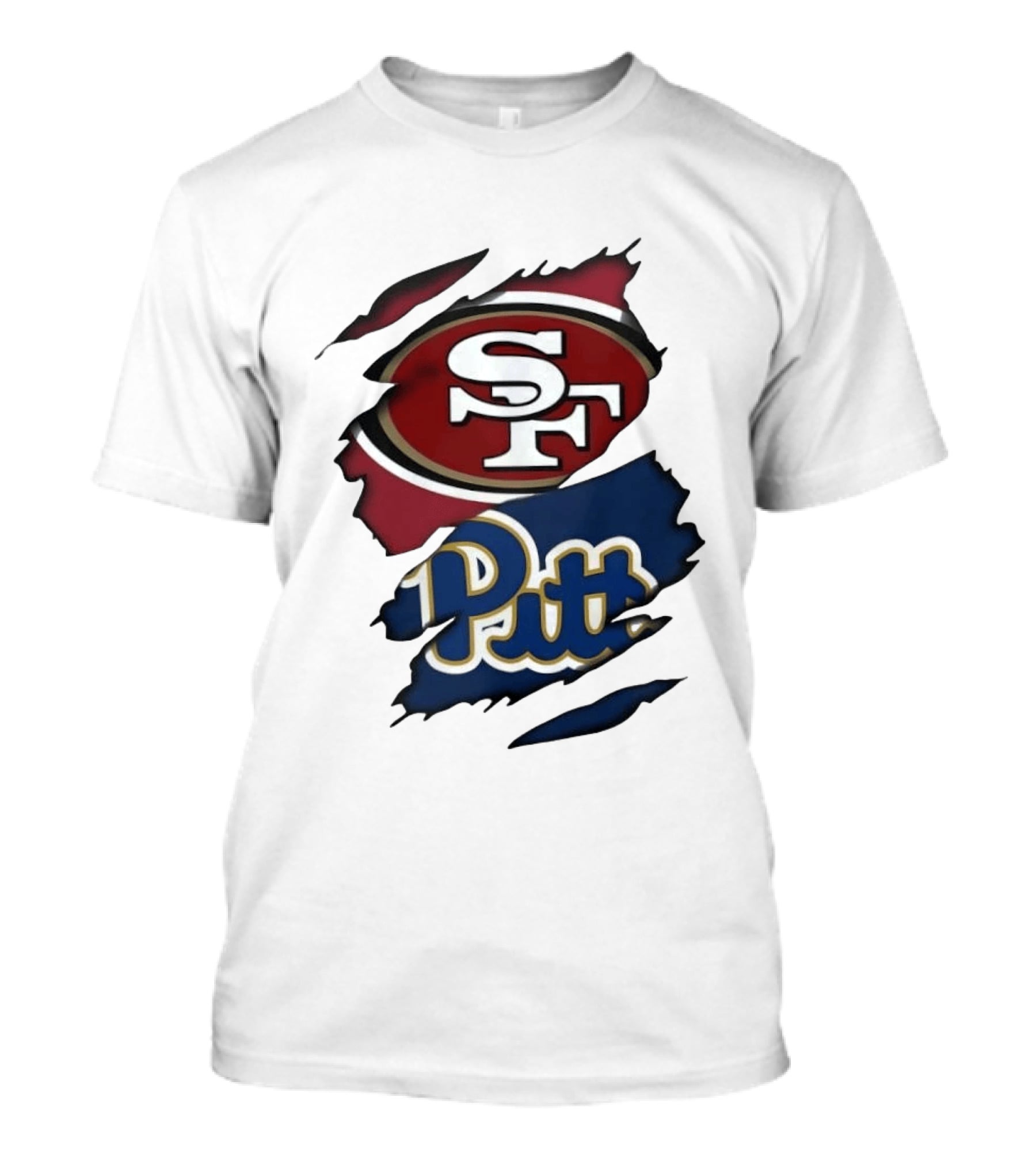 San Francisco 49ers SF Pittsburgh Panthers Pitt Distressed T-Shirt