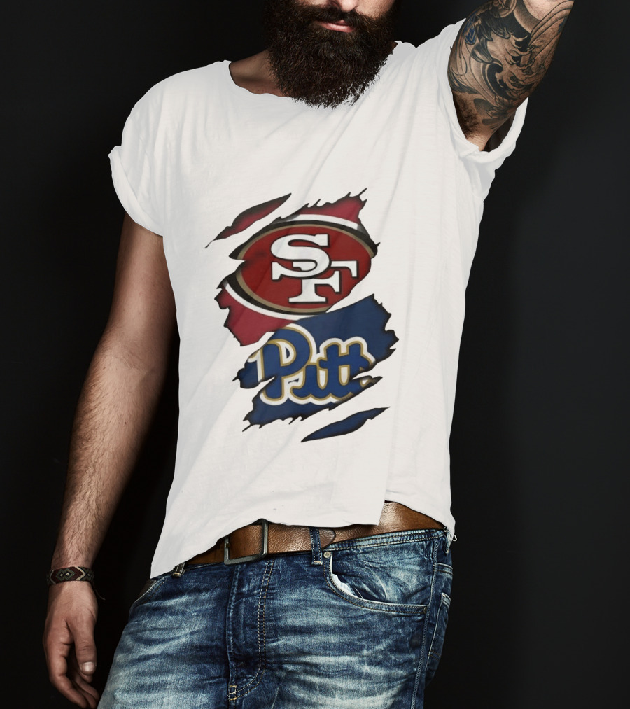 San Francisco 49ers SF Pittsburgh Panthers Pitt Distressed T-Shirt