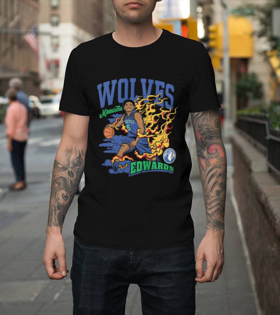 Minnesota Wolves Edwards Basketball Flame T-Shirt