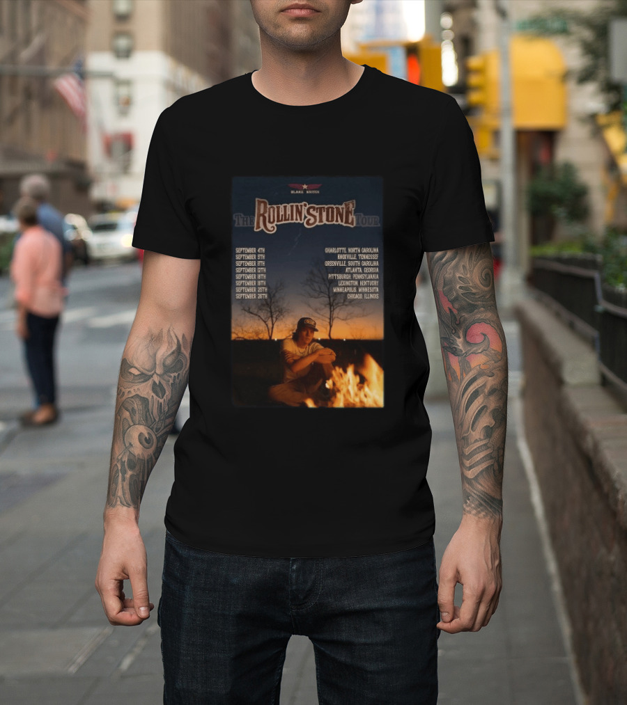 Blake Whiten Rollin' Stone Tour 2025 September Cities Charlotte Nashville Greenville Atlanta Pittsburgh Lexington Minneapolis Chicago T-Shirt