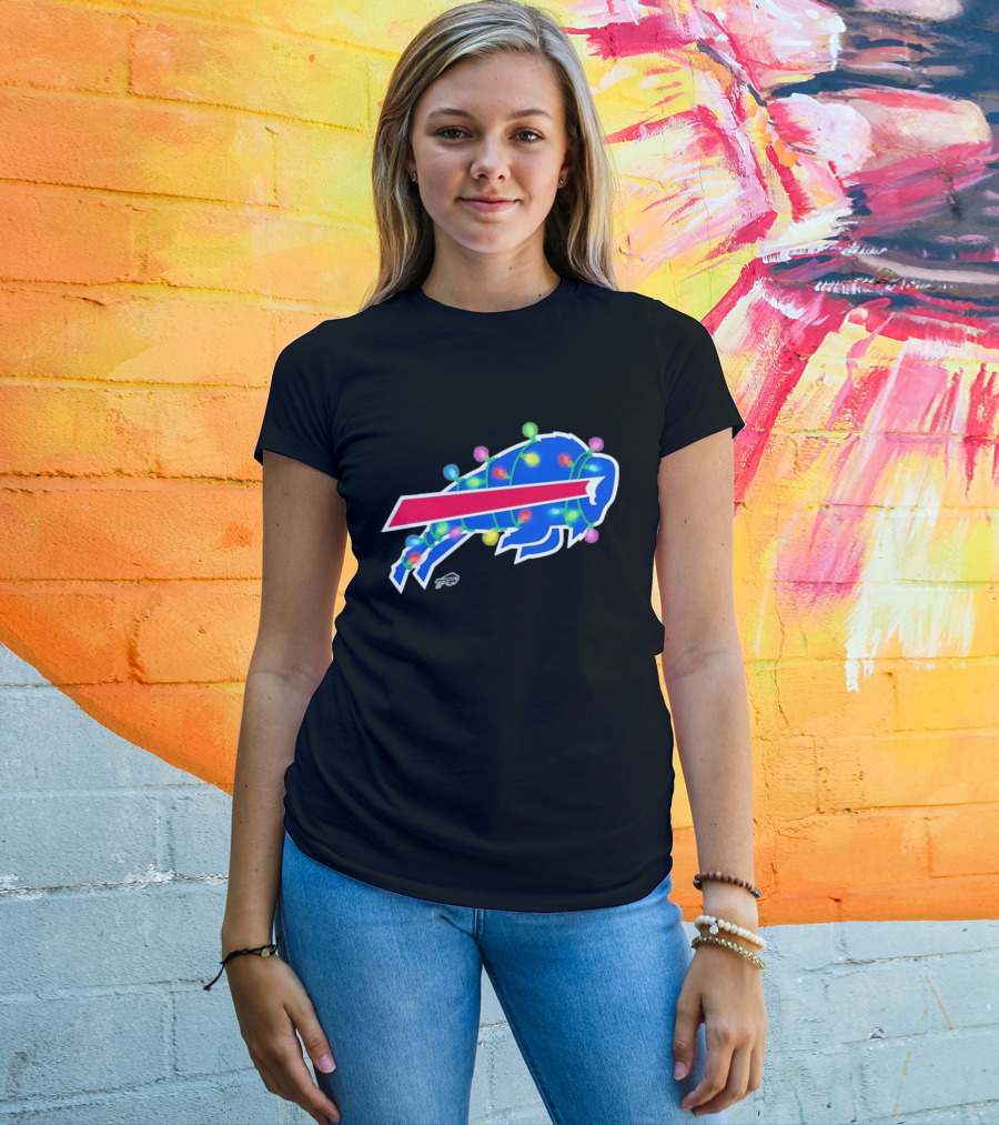 Buffalo Bills Christmas Holiday Lights Football Team Festive Celebration T-Shirt