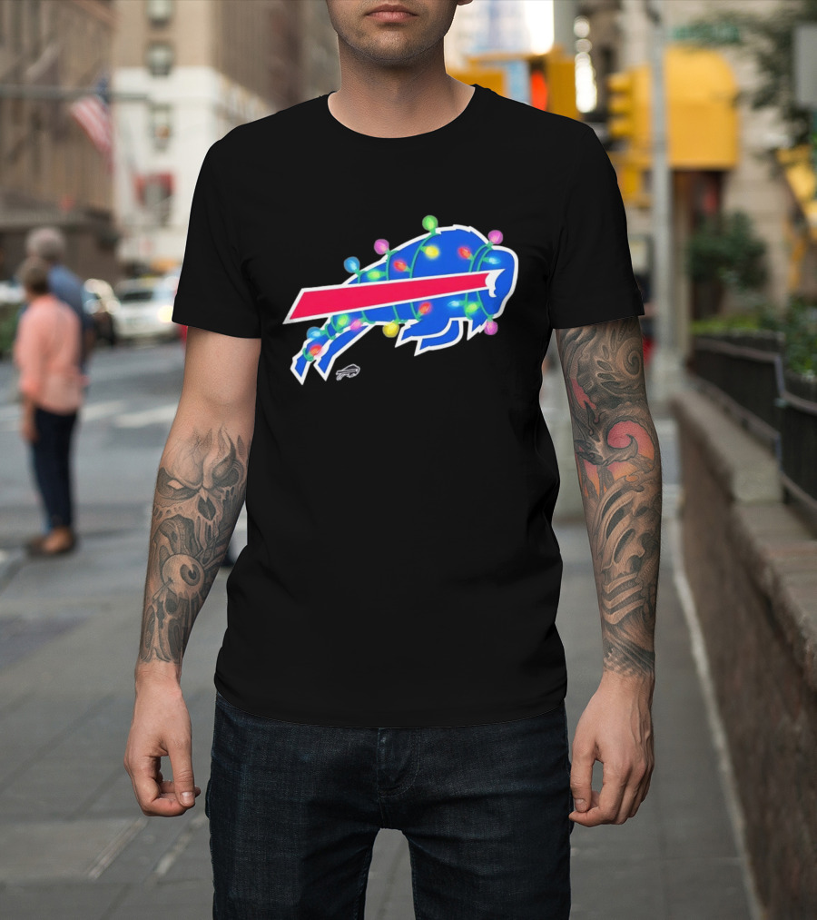 Buffalo Bills Christmas Holiday Lights Football Team Festive Celebration T-Shirt