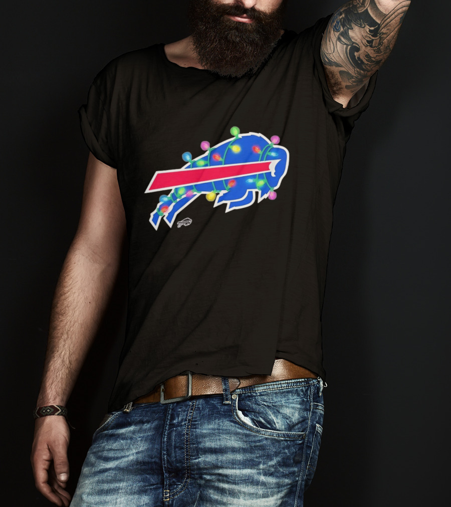 Buffalo Bills Christmas Holiday Lights Football Team Festive Celebration T-Shirt