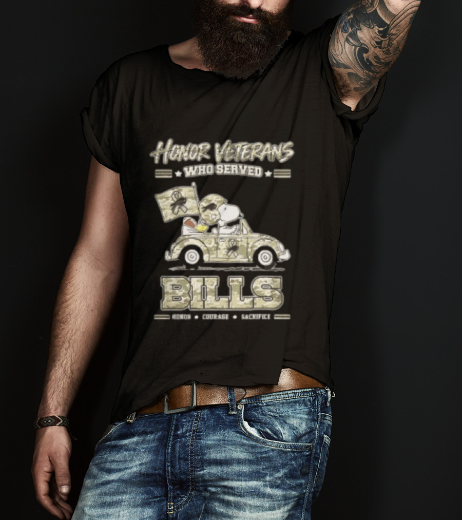 Buffalo Bills Peanuts Snoopy Honor Veterans Who Served T-Shirt