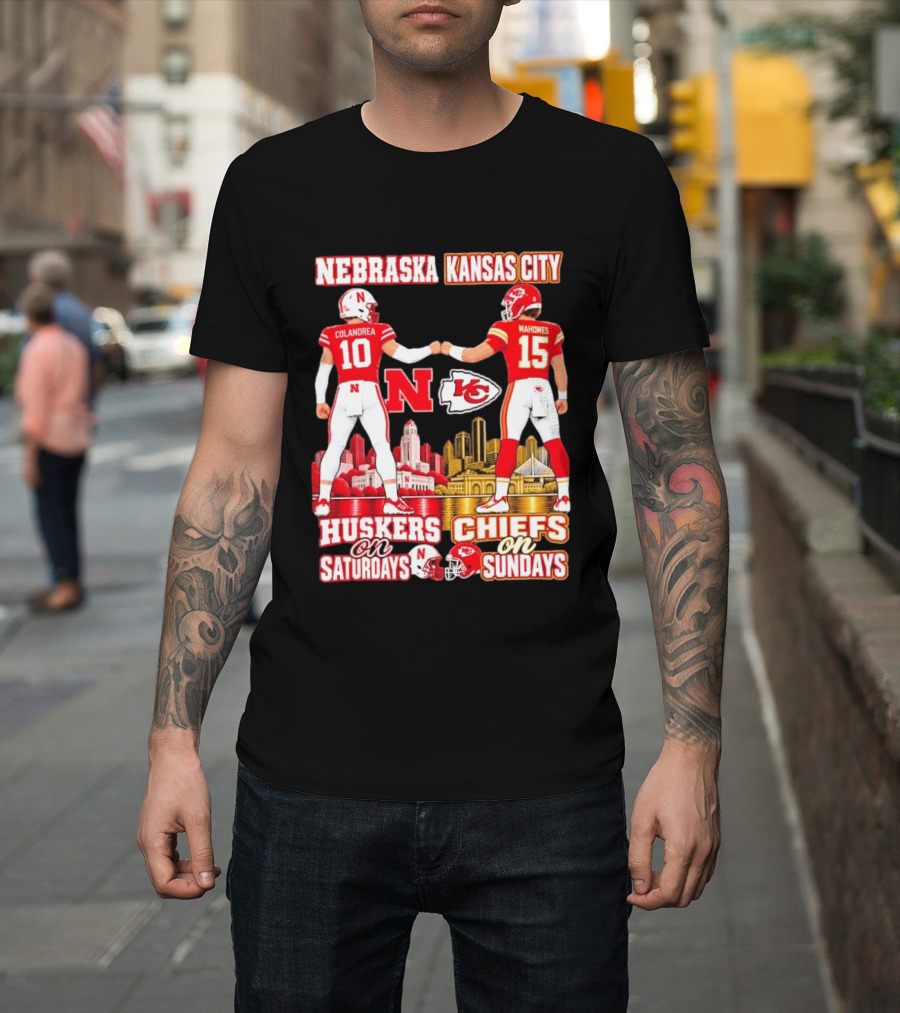 Nebraska Huskers Colandrea Saturdays Kansas City Chiefs Mahomes Sundays T-Shirt