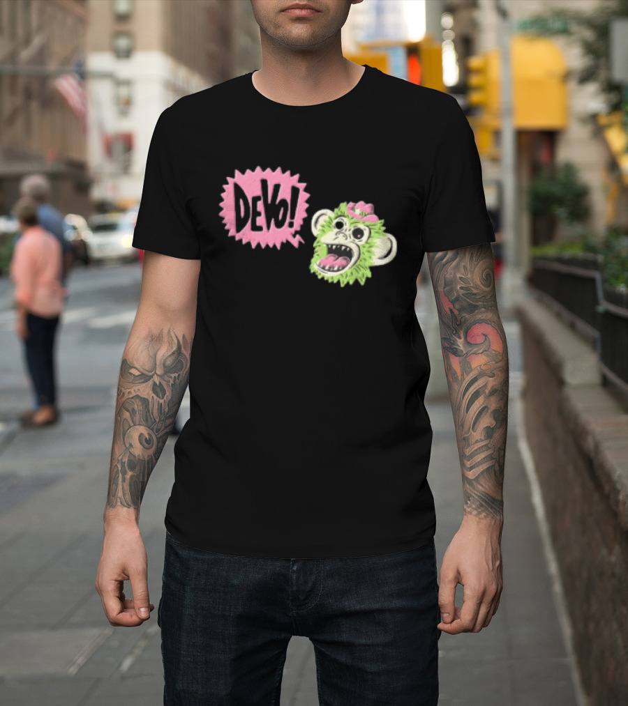 Devo Green Monkey Pink Hat T-Shirt