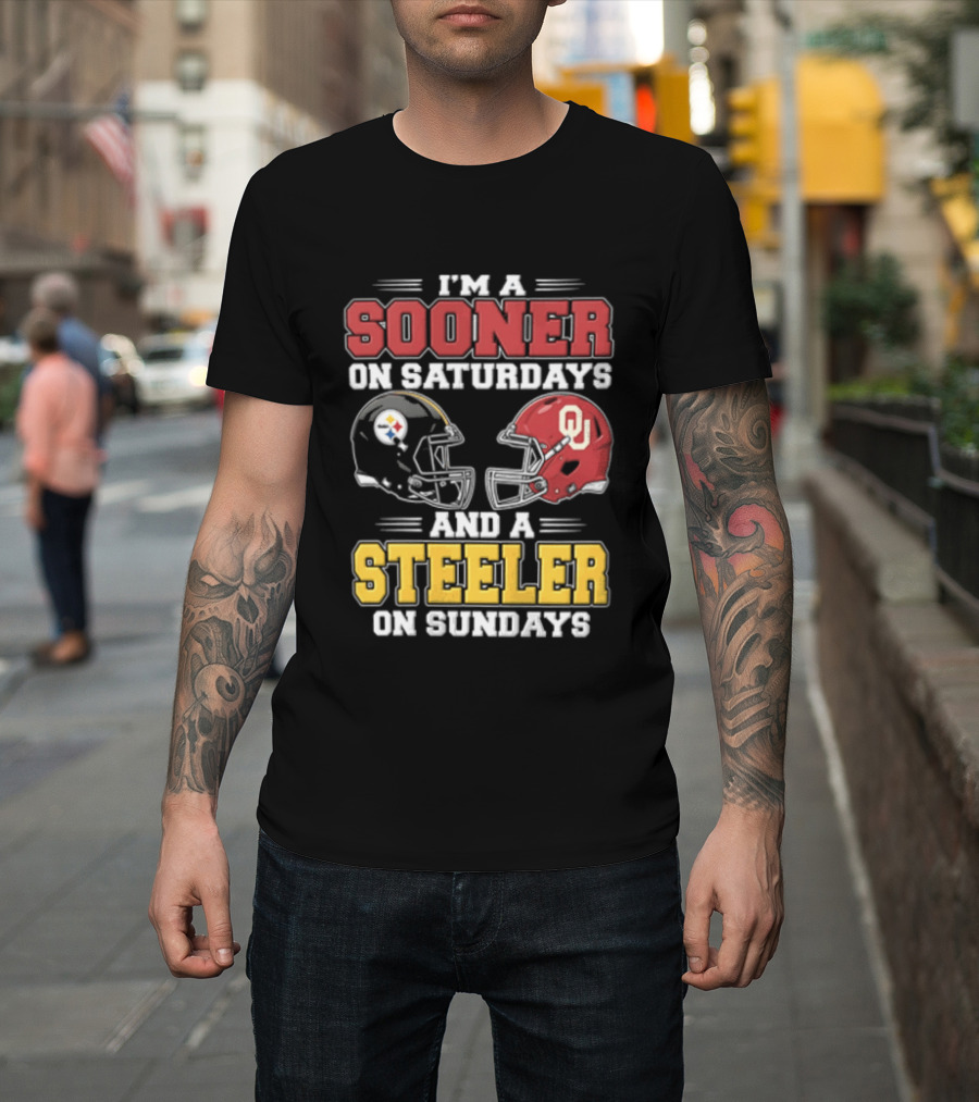 I'm A Sooner On Saturdays And A Steeler On Sundays OU And Pittsburgh Football Fan T-Shirt