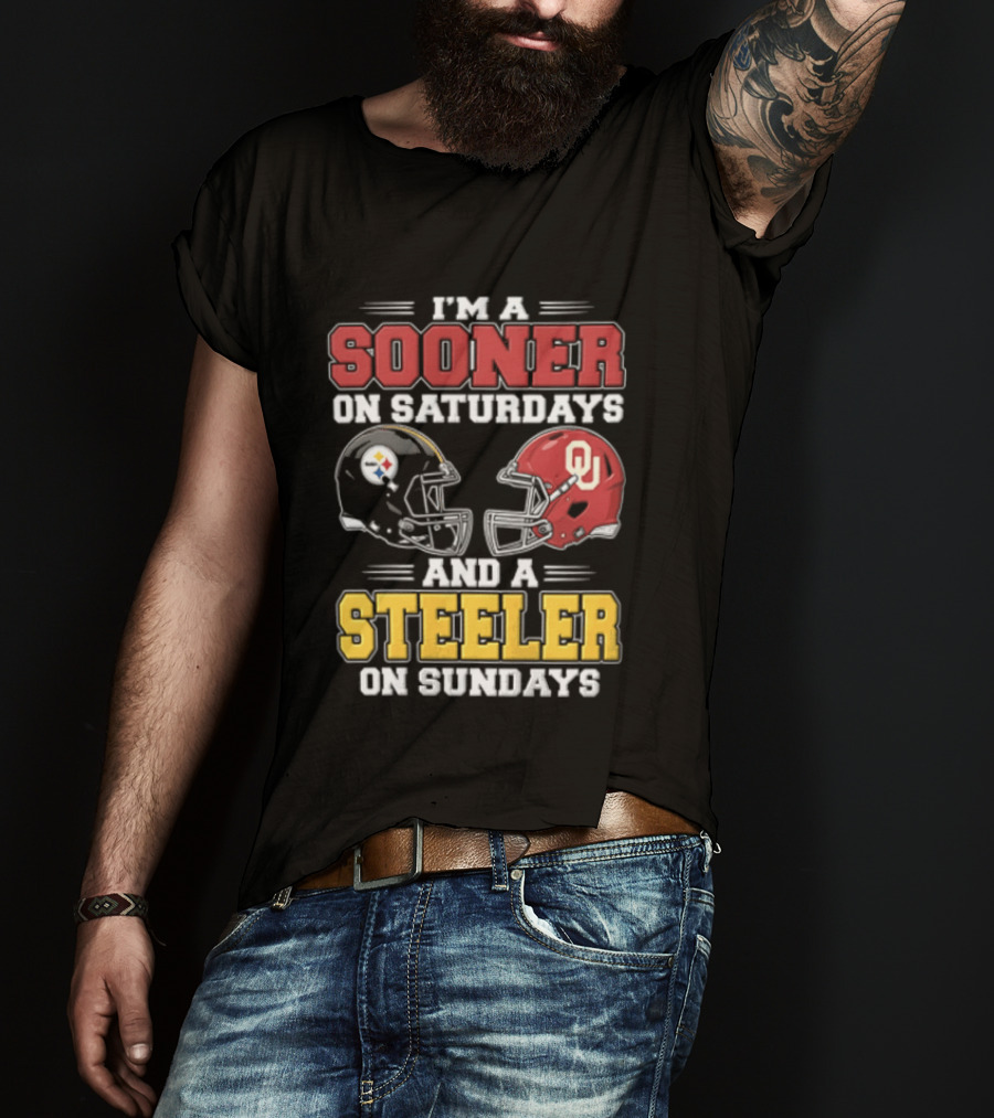 I'm A Sooner On Saturdays And A Steeler On Sundays OU And Pittsburgh Football Fan T-Shirt
