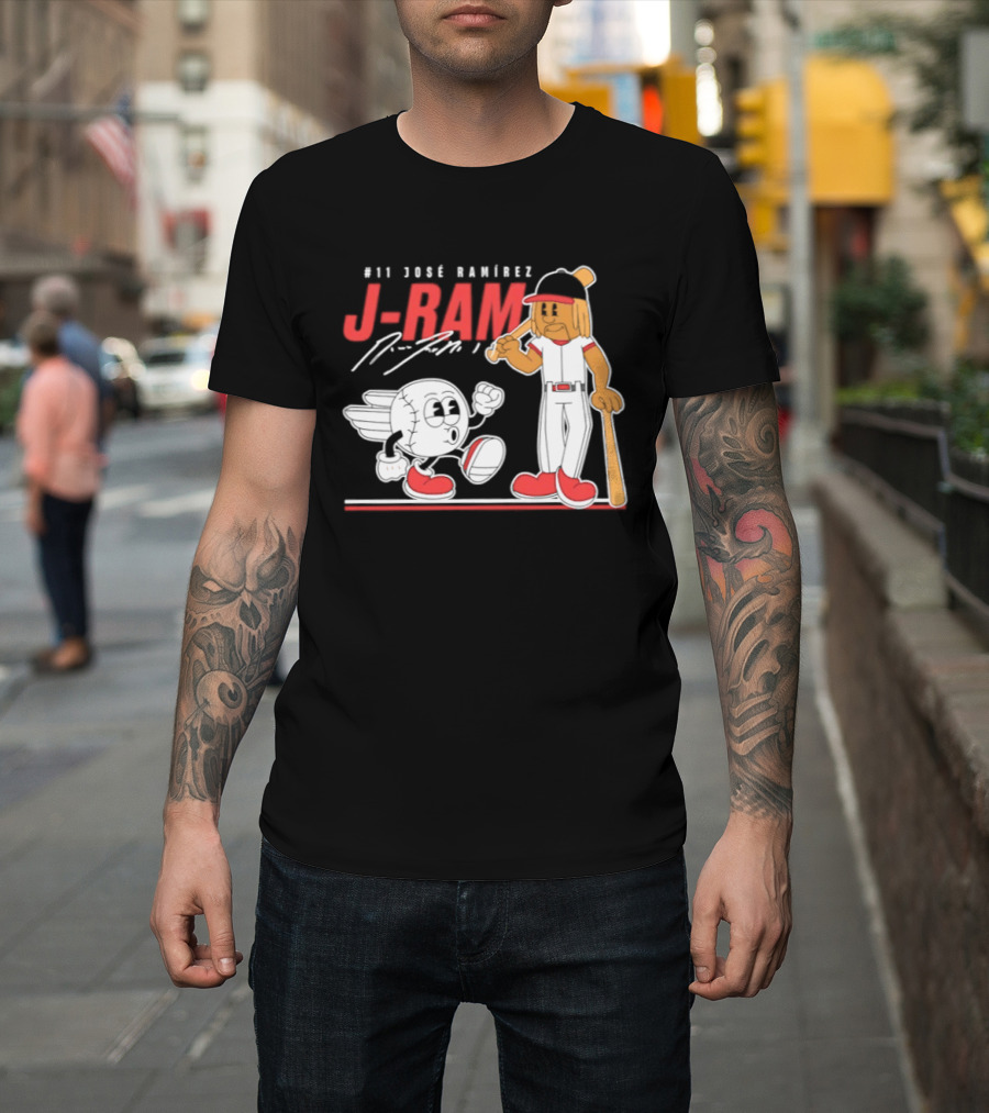 J Ram José Ramírez Number 11 Cleveland Guardians Baseball Cartoon Characters T-Shirt