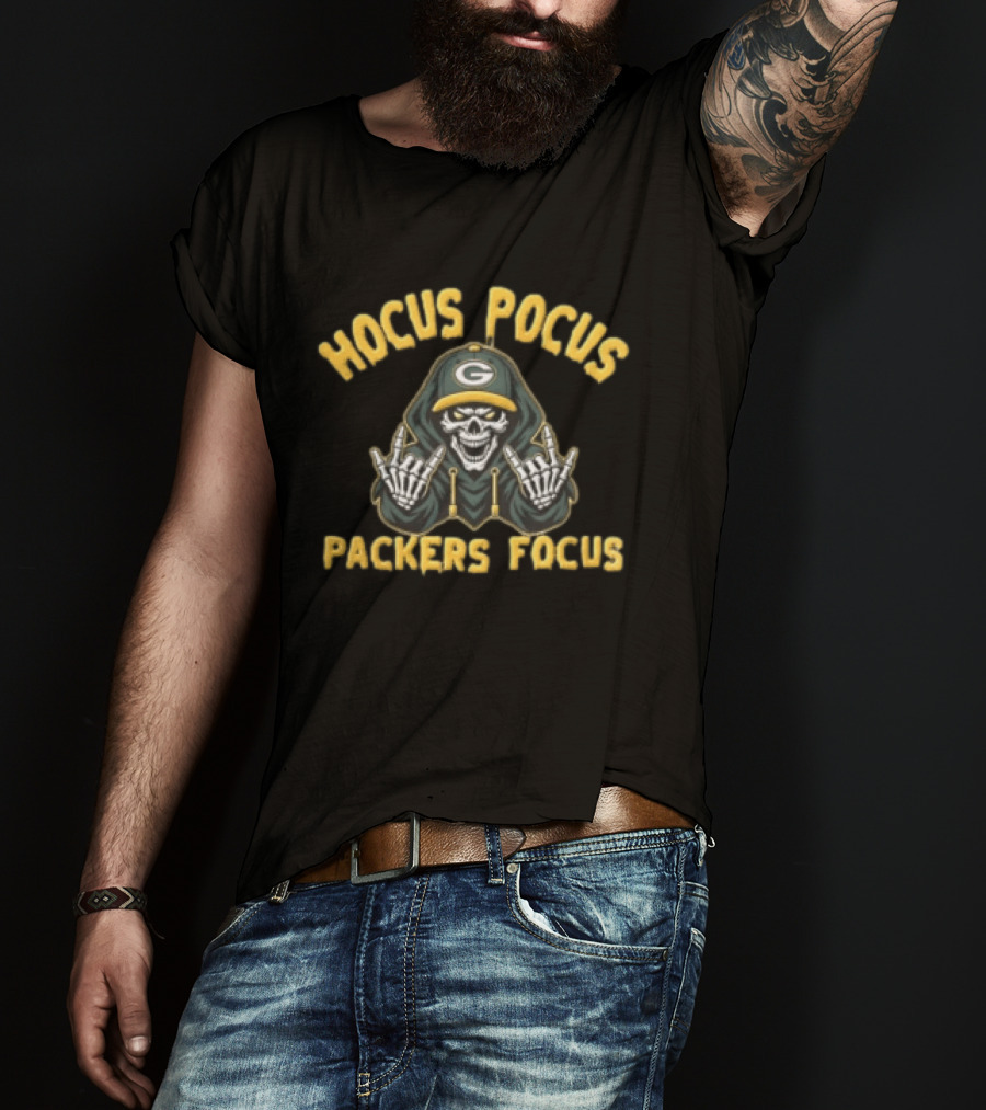 Hocus Pocus Packers Focus Skull Green Bay Packers Fan Gear T-Shirt