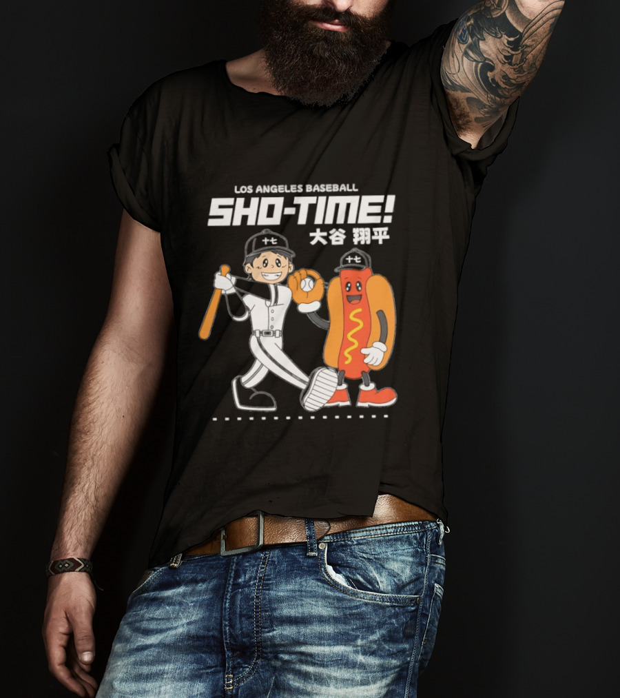 Los Angeles Baseball Sho Time Shohei Ohtani Hotdog T-Shirt