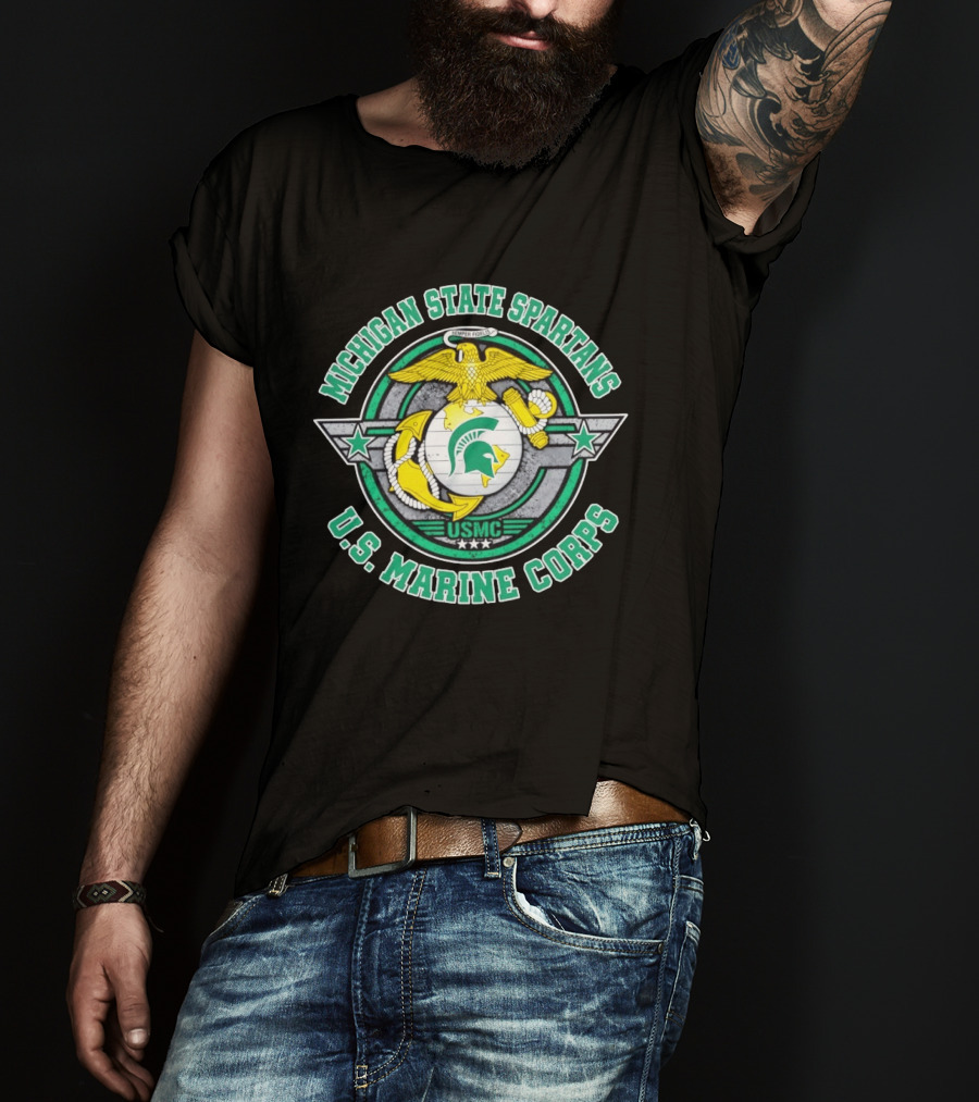 Michigan State Spartans US Marine Corps USMC Semper Fidelis Eagle Globe Anchor T-Shirt