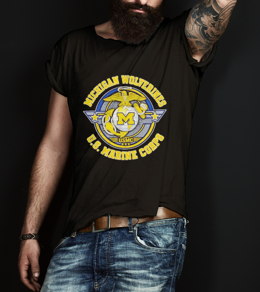 Michigan Wolverines US Marine Corps USMC Semper Fidelis T-Shirt