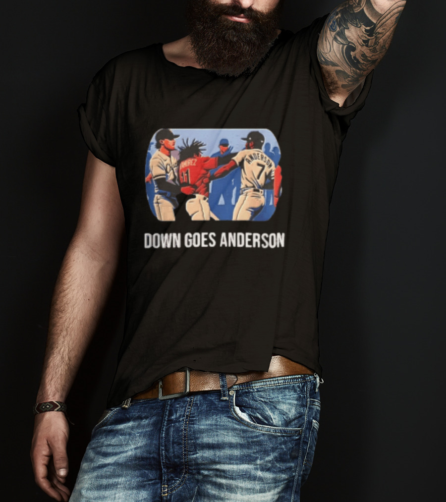 MLB Jose Ramirez Vs Tim Anderson Down Goes Anderson Baseball Fight T-Shirt
