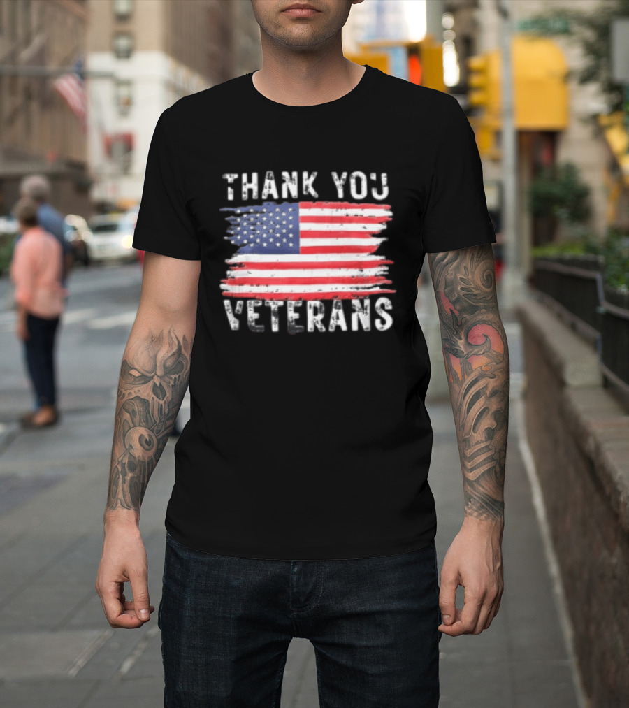 Thank You Veterans American Flag Appreciation T-Shirt