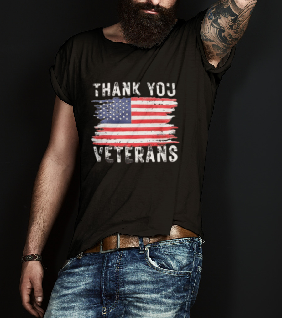 Thank You Veterans American Flag Appreciation T-Shirt