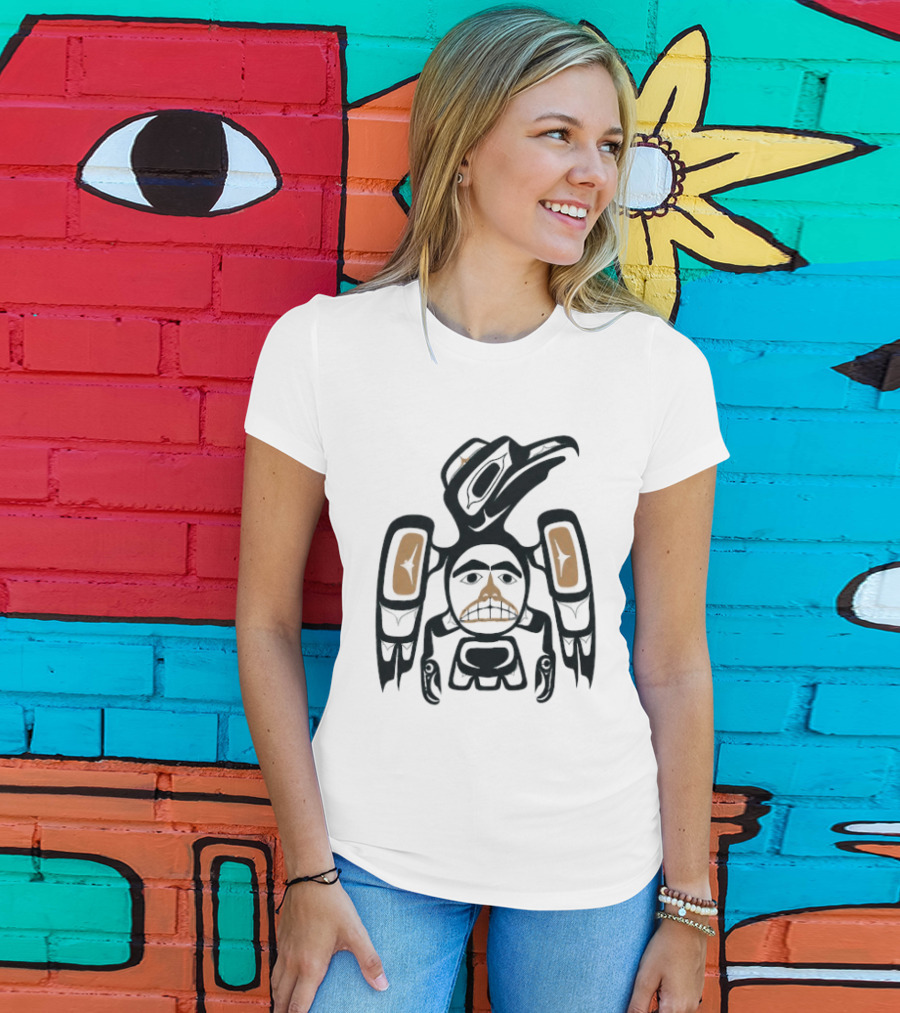 Jennifer Lawrence Turquoise Tribal Art Bird Totem T-Shirt