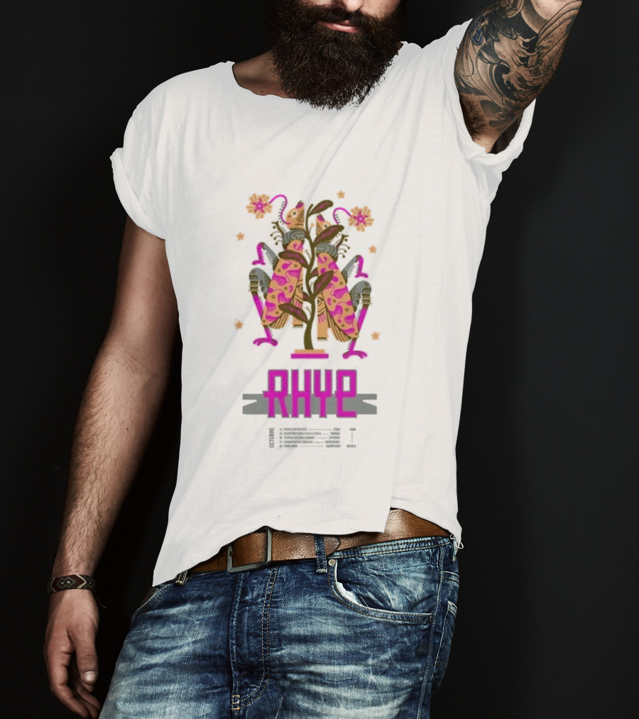 Rhye X Chepeshepe Mexico Tour 2026 Vibrant Floral And Creature Motif T-Shirt