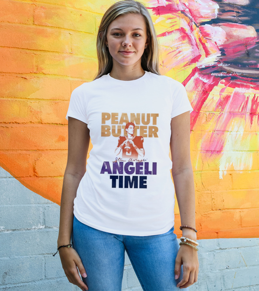 Peanut Butter Steve Angeli Time Football Player Holding Ball T-Shirt