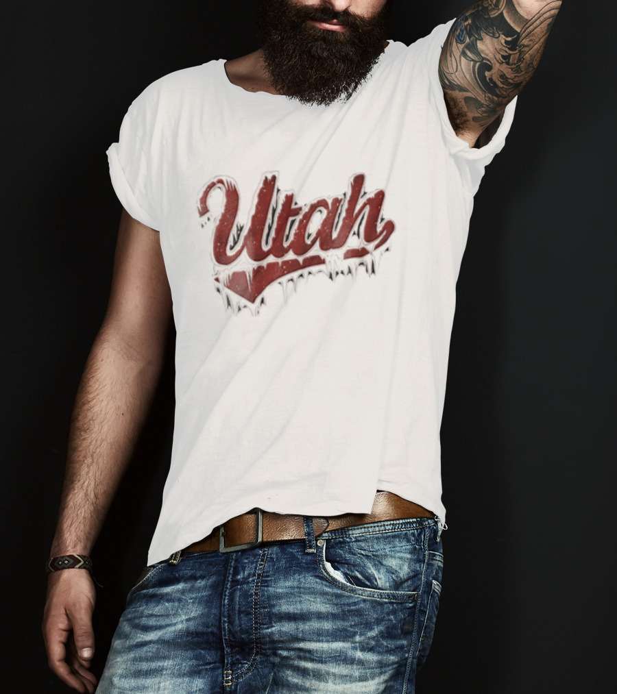 Utah Icy Snow Icicles Script Retro Style Dripping Lettering T-Shirt