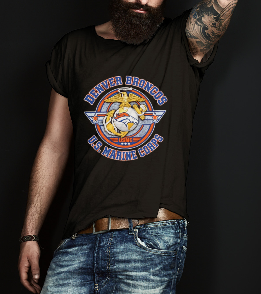 Denver Broncos US Marine Corps Semper Fidelis USMC T-Shirt