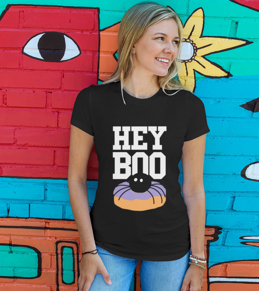 Hey Boo Spider On Donut Halloween Fun T-Shirt