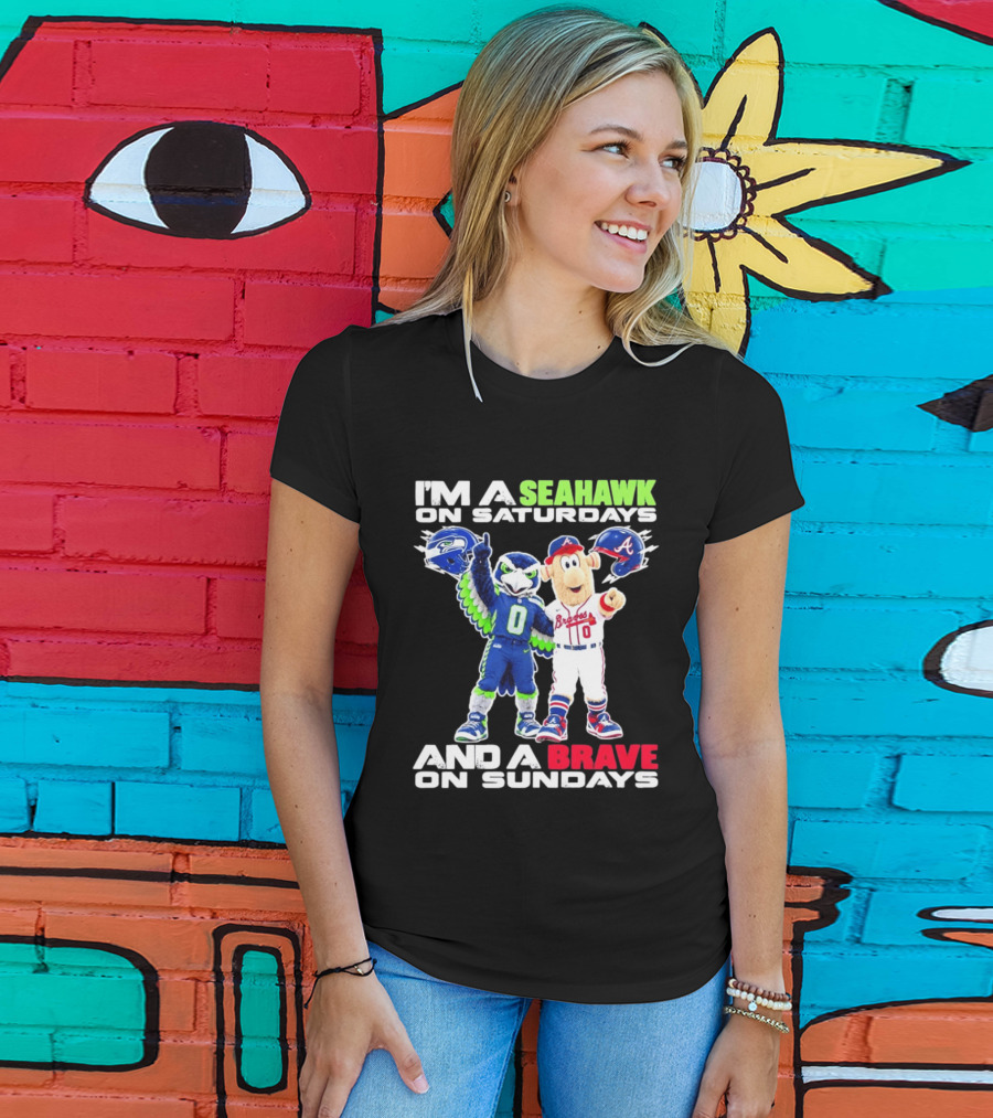 I'm A Seahawk On Saturdays And A Brave On Sundays T-Shirt