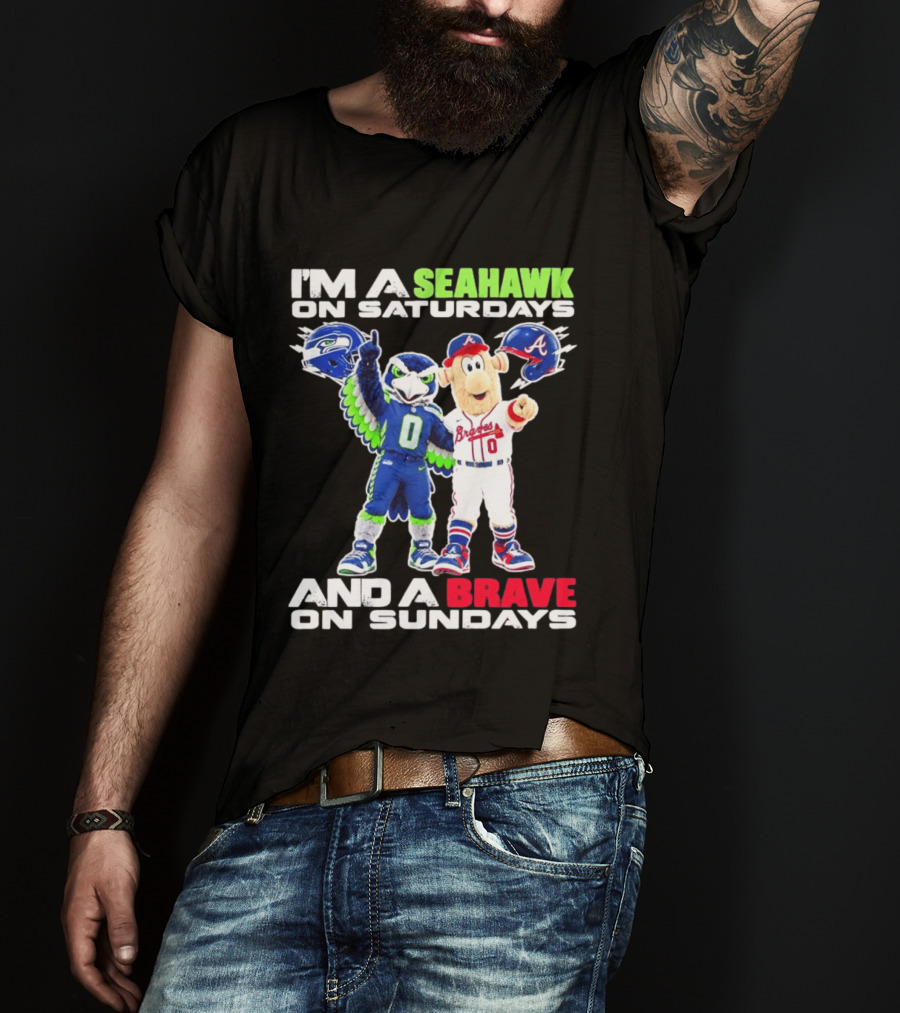 I'm A Seahawk On Saturdays And A Brave On Sundays T-Shirt