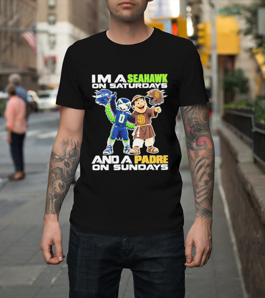 I'm A Seahawk On Saturdays And A Padre On Sundays T-Shirt