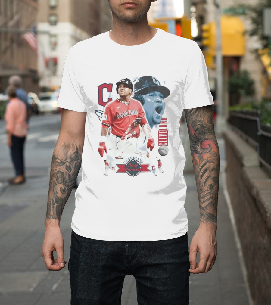 Cleveland Guardians José Ramírez 11 Collage Baseball T-Shirt