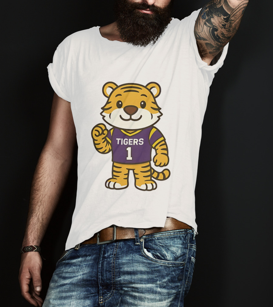 LSU Tigers Mike The Tiger Chibi Cartoon Louisiana Football Team T-Shirt