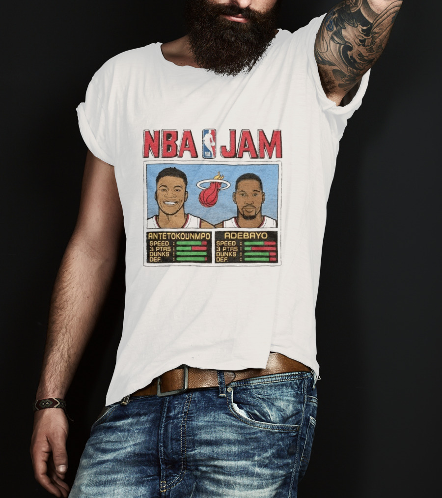 NBA Jam Miami Heat Antetokounmpo Adebayo Speed Dunks DEF T-Shirt
