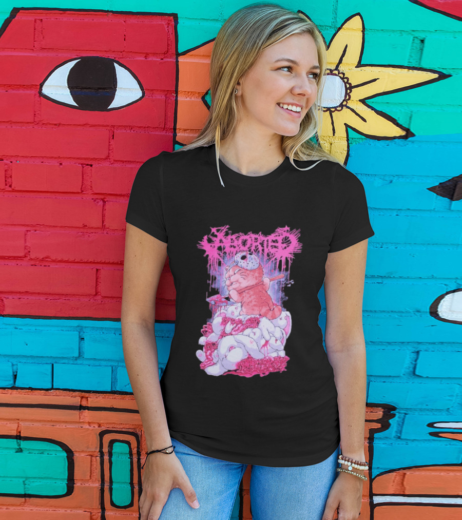 Aborted Murder Kitty Masked Plush With Axe Bunny Pile T-Shirt