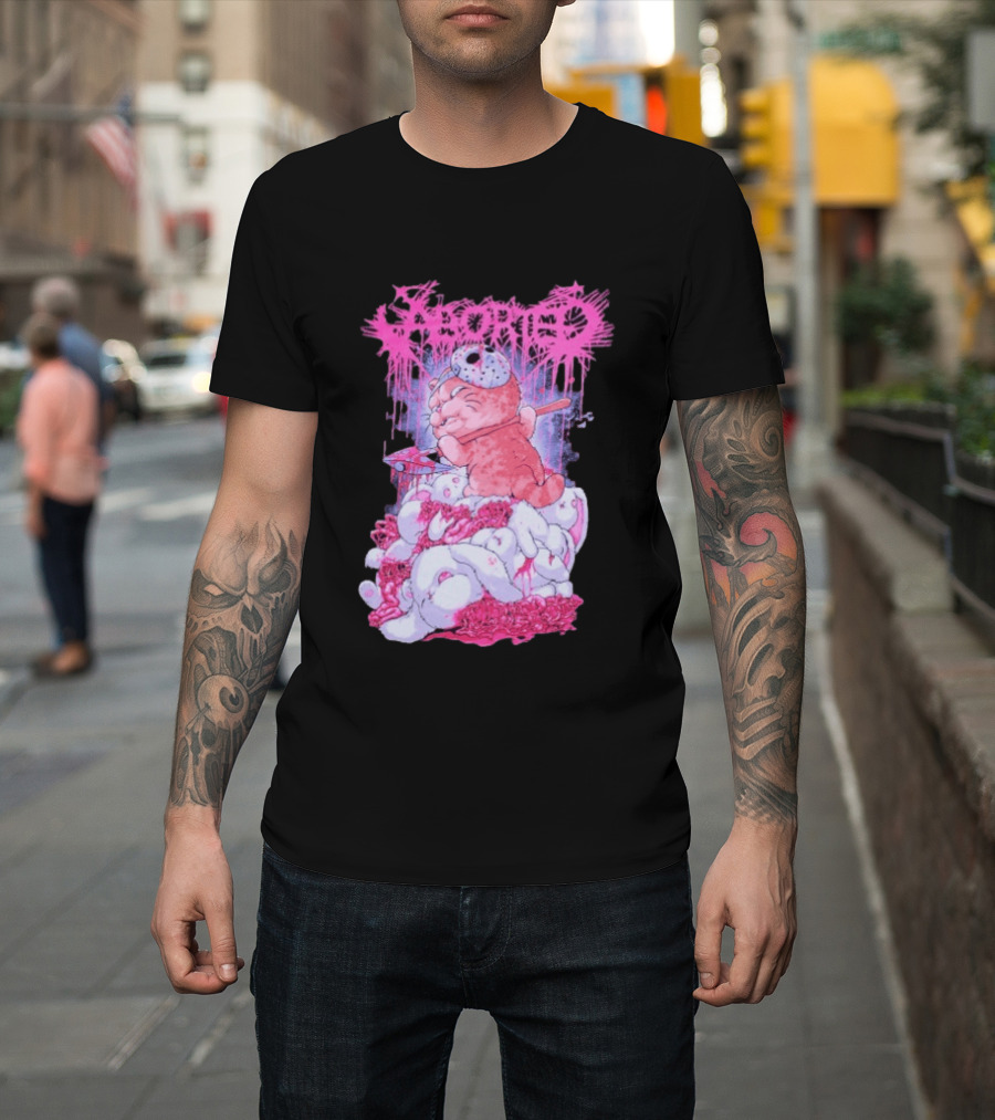 Aborted Murder Kitty Masked Plush With Axe Bunny Pile T-Shirt
