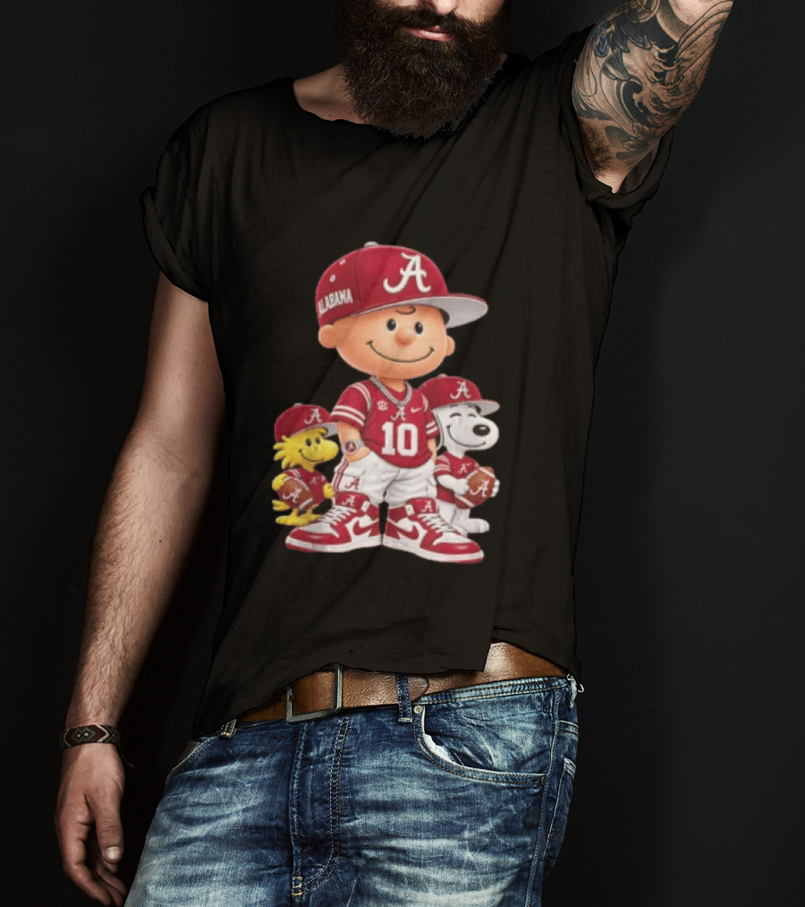 Alabama Crimson Tide Charlie Brown Snoopy Woodstock Football NCAA T-Shirt