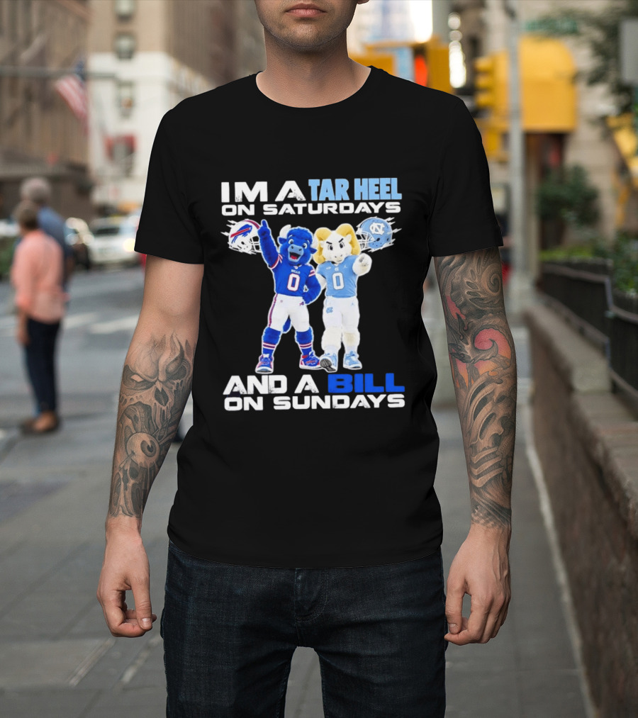 Buffalo Bills UNC Tar Heel Saturdays And Bills Sundays Football Mascots T-Shirt