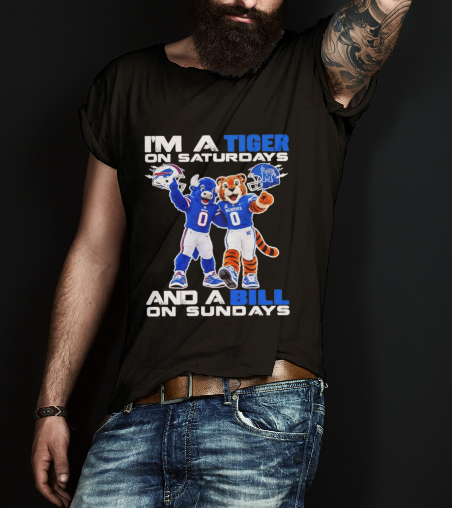 Memphis Tigers And Buffalo Bills Football Mascots Weekend Fan Pride T-Shirt