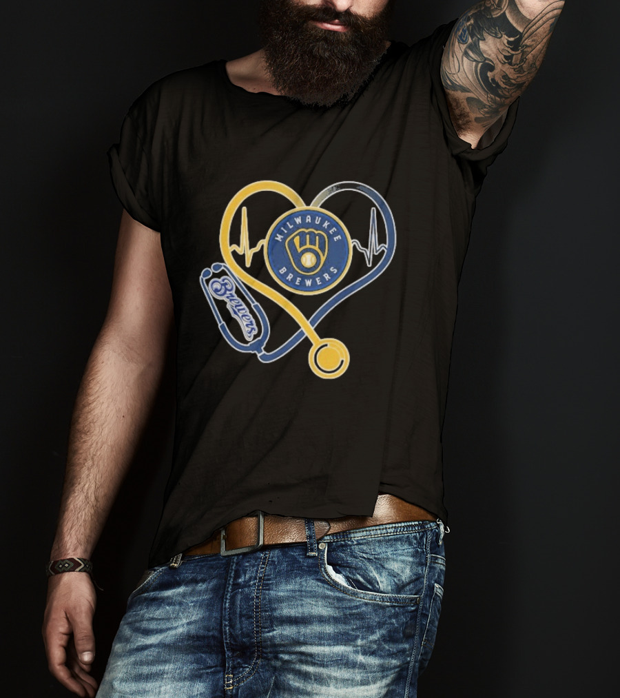 Milwaukee Brewers Nurse Stethoscope Heartbeat T-Shirt