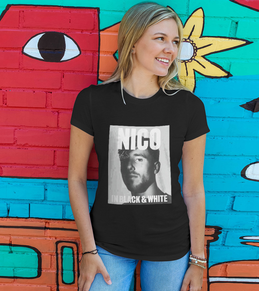 Nico Nicolas Close Up Male Shadow In Black And White T-Shirt