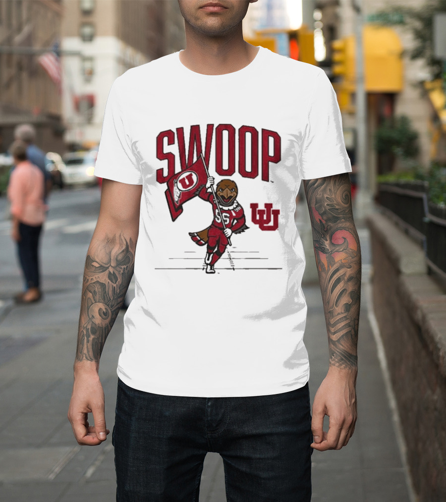 Swoop Utah Utes Mascot Running With Flag T-Shirt