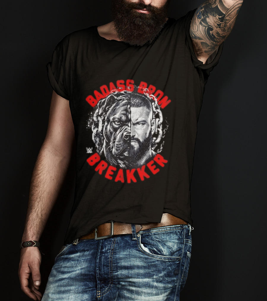 Badass Bron Breakker WWE Bulldog Face Split T-Shirt