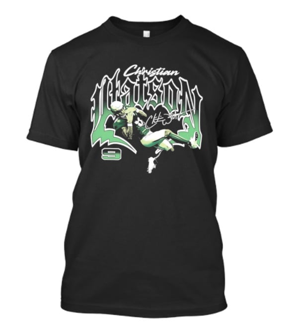 Christian Watson Green Bay Packers Number 9 Signature Catch T-Shirt