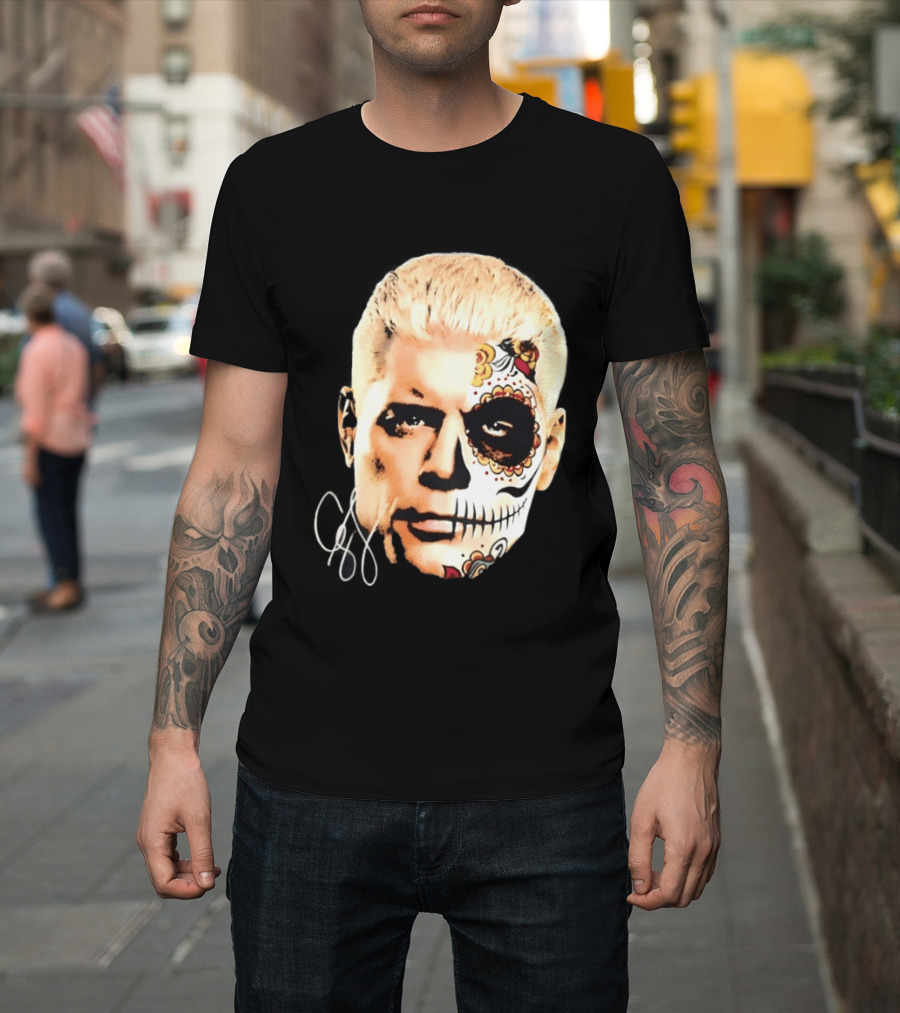 Cody Rhodes Dia De Muertos Sugar Skull Facepaint T-Shirt