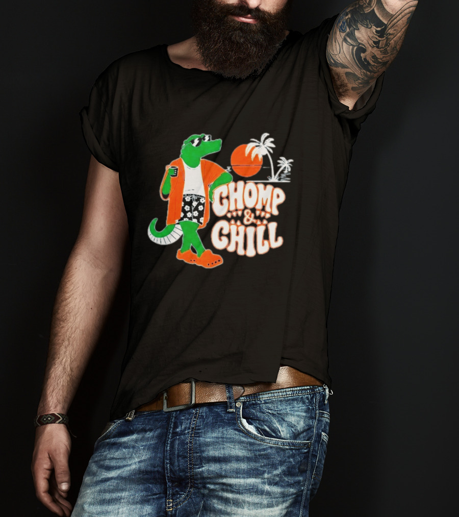 Florida Gators Chomp And Chill Retro Alligator Relaxation Scene T-Shirt