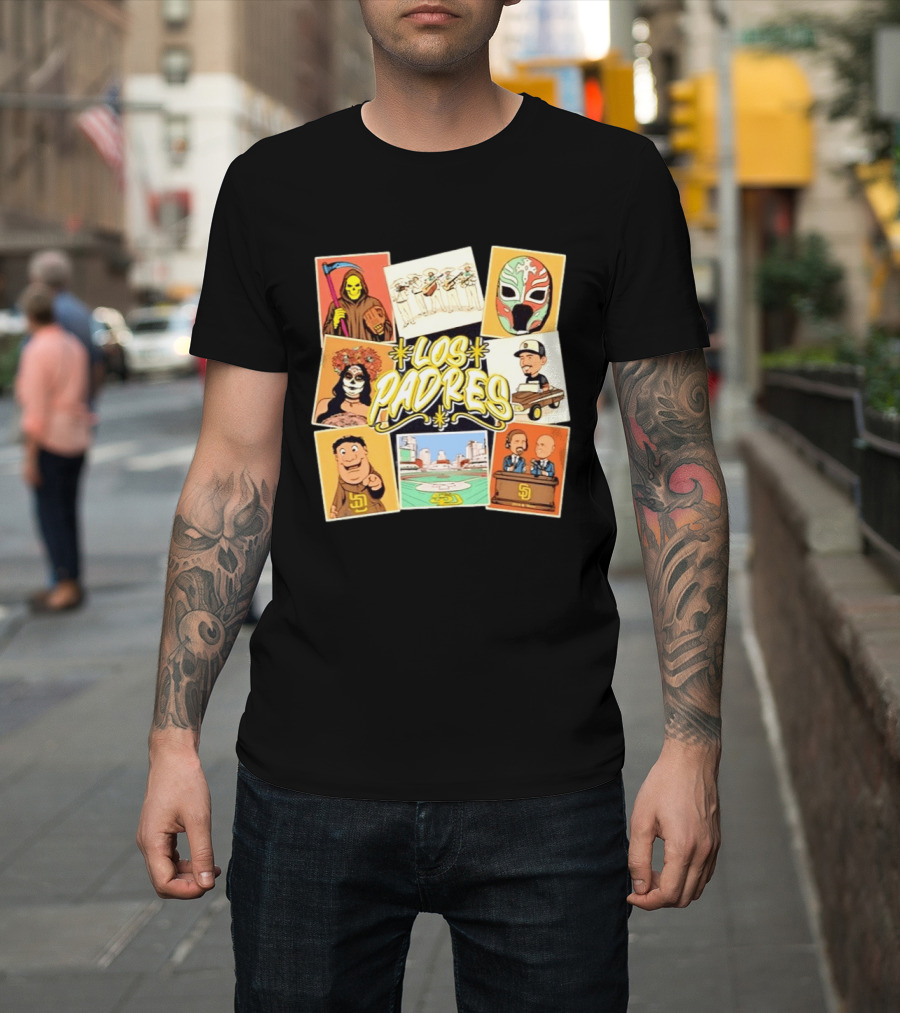 Los Padres San Diego Baseball Collage MLB Cartoon Characters T-Shirt