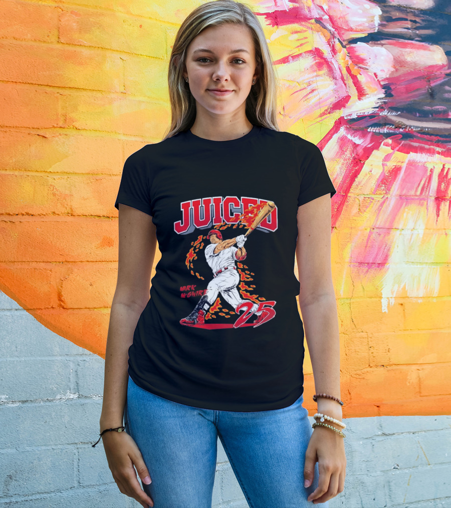 Mark McGwire Juiced 25 Baseball MLB Batting Flames T-Shirt